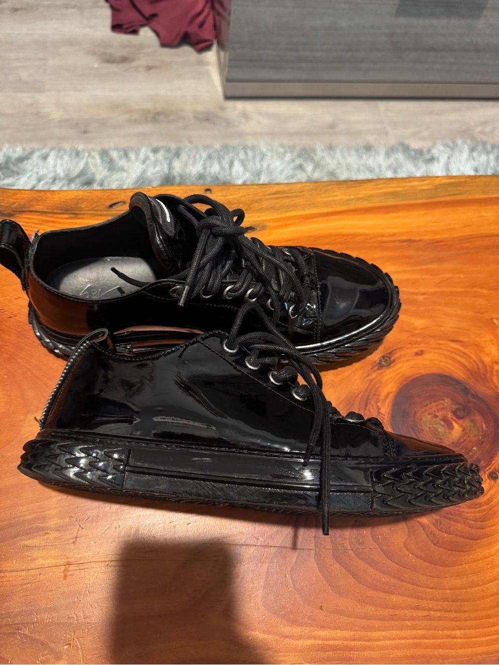 Giuseppe Zanotti Black Patent Lace-Up Men's Sneakers